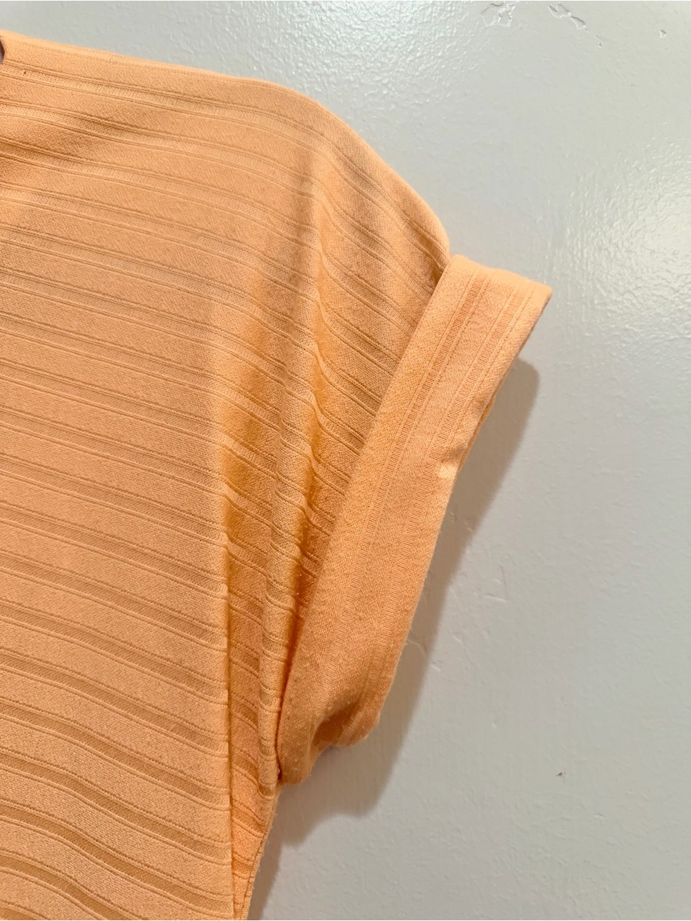 Vintage 70s Claudie Amos Peach Ribbed Knit Midi Dress USA 8 XS Made in England - Picture 5 of 12